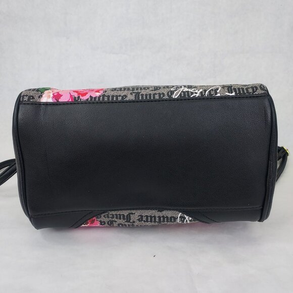 Juicy Couture Purse Black White Billboard Tote Pink Flower Satchel Bag Logo - Picture 6 of 16